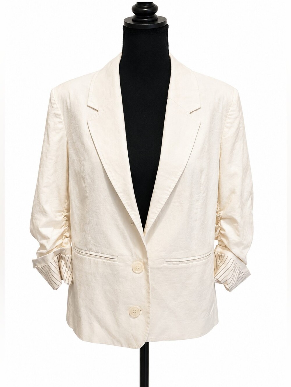 CENTRAL PARK WEST NEW YORK  NWT Blazer White Scrunched Sleeves Sz Sm
